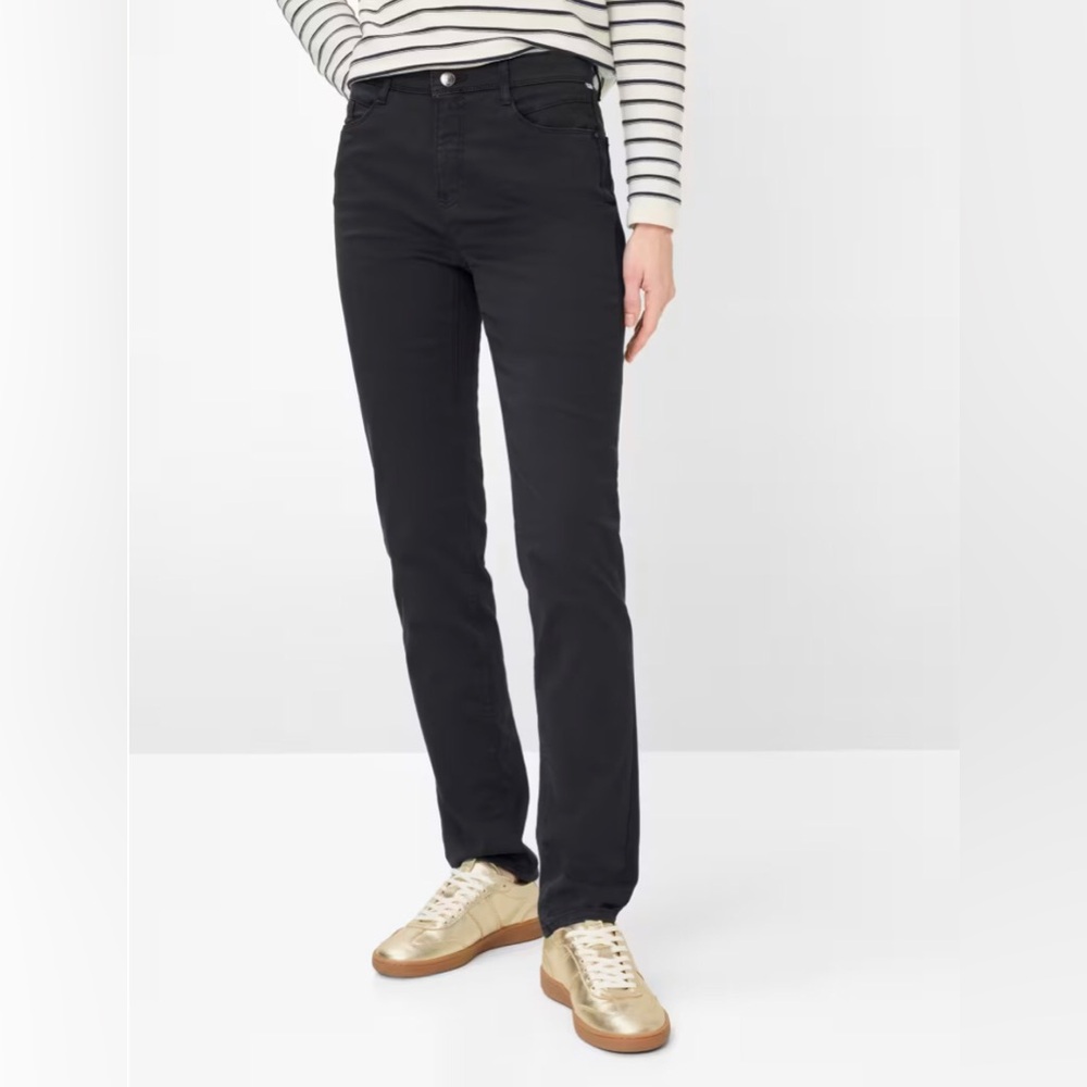 Brax Carola Black Women's Straight Leg Jeans - Classic - Stud Detail Back Pocket